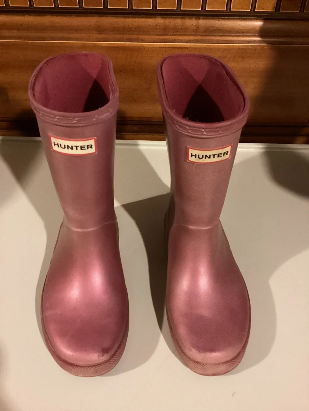 Hunter Classic Kids 12 Rain Boots Dark Pink Burgundy